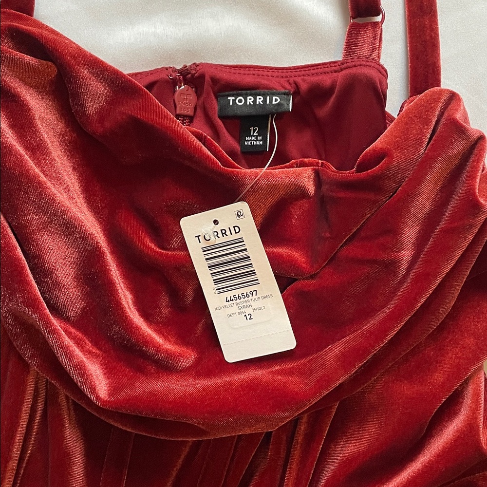 Midi Velvet Bustier Tulip Dress - Picture 9 of 12